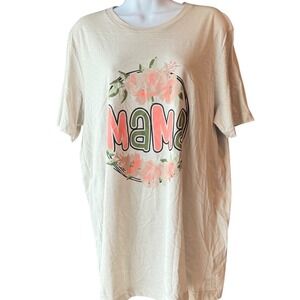 Bella Canvas Mama Floral Graphic Tee Casual Short Sleeve Top Size Medium NEW‎